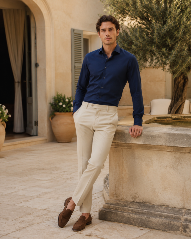 Wodelli Uzun Kol Slim Fit Dar Kesim Lacivert Non Iron Pamuklu Gömlek