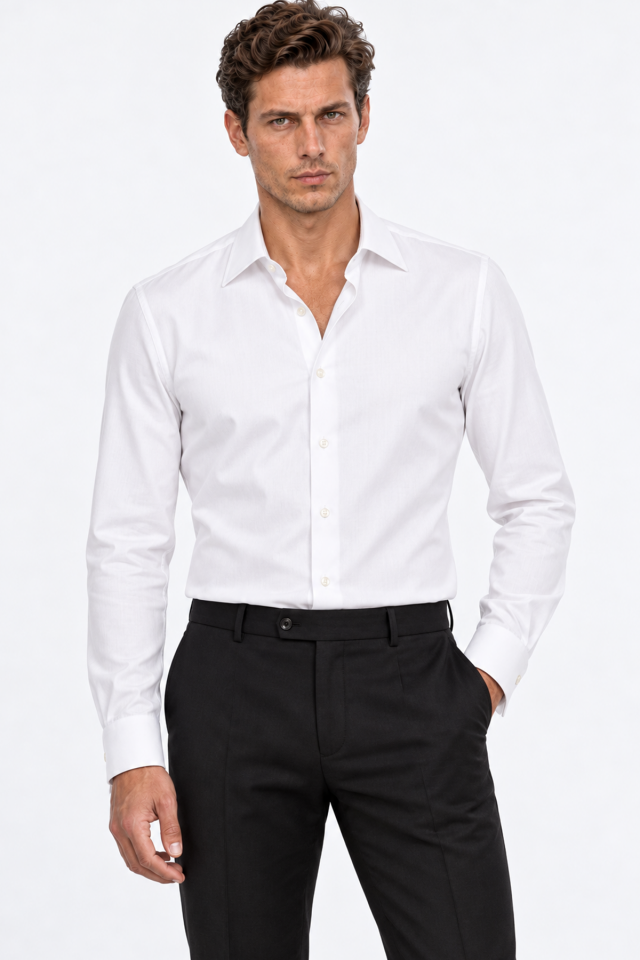 Wodelli Uzun Kol Slim Fit Dar Kesim Beyaz Non Iron Pamuklu Gömlek