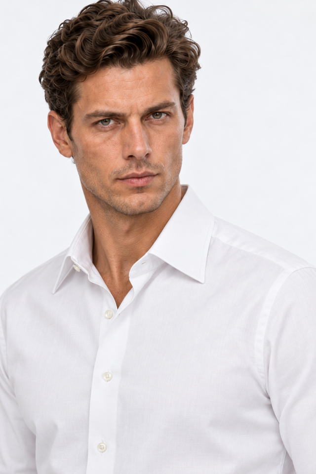 Wodelli Uzun Kol Slim Fit Dar Kesim Beyaz Non Iron Pamuklu Gömlek