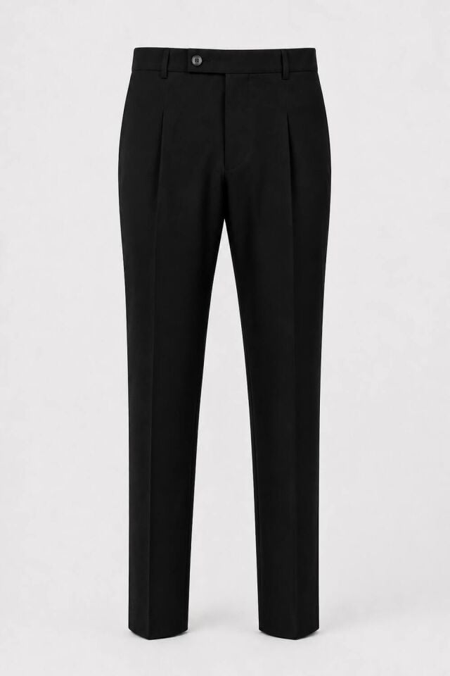 Wodelli Siyah Erkek Tek Pile Pantolon Regular Fit – Rahat Kalıp, Premium Kumaş