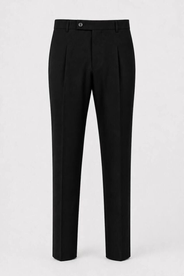 Wodelli Siyah Erkek Tek Pile Pantolon Regular Fit – Rahat Kalıp, Premium Kumaş
