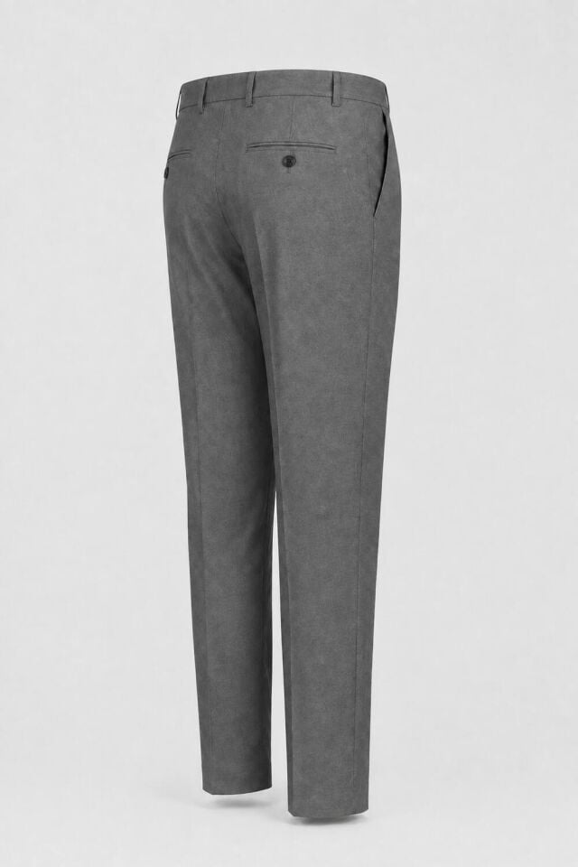 Wodelli Gri Erkek Tek Pile Pantolon Regular Fit – Rahat Kalıp, Premium Kumaş