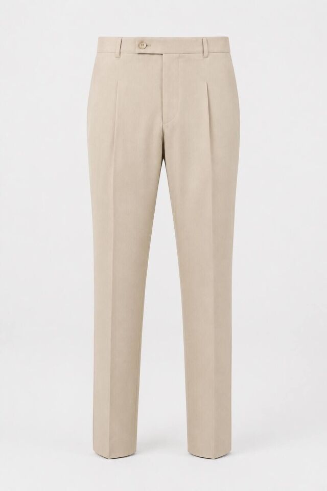 Wodelli Bej Erkek Tek Pile Pantolon Regular Fit – Rahat Kalıp, Premium Kumaş