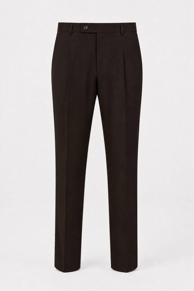 Wodelli Acı Kahve Erkek Tek Pile Pantolon Regular Fit – Rahat Kalıp, Premium Kumaş