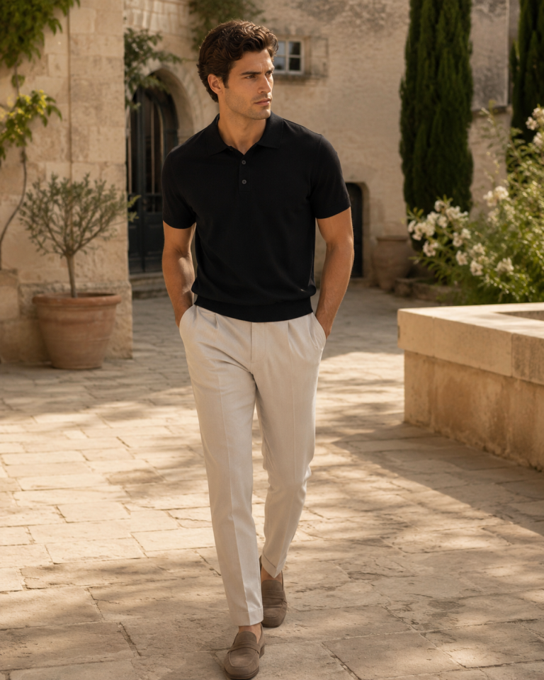 Wodelli Siyah Triko Pamuk Polo Yaka Premium T-Shirt