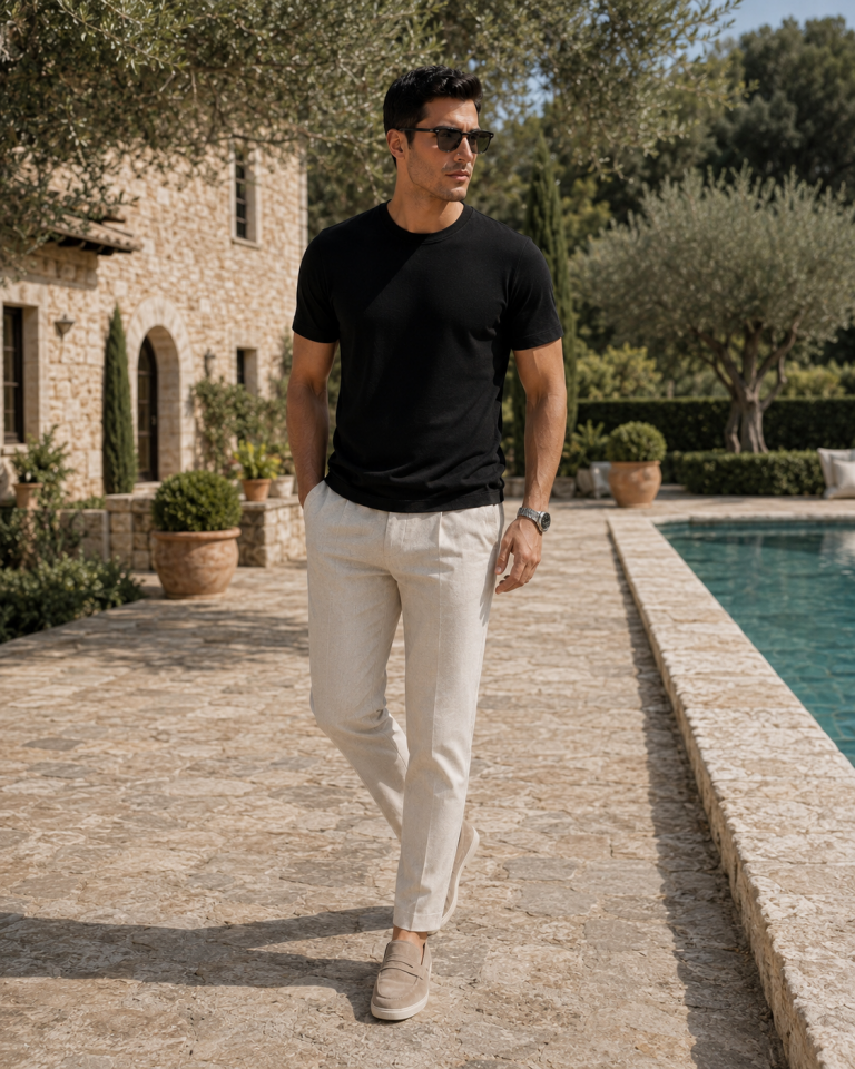 Wodelli Siyah Triko Pamuk Bisiklet Yaka Premium T-Shirt