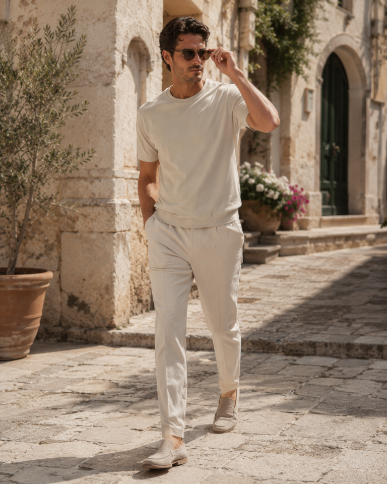 Wodelli Bej Triko Pamuk Bisiklet Yaka Premium T-Shirt