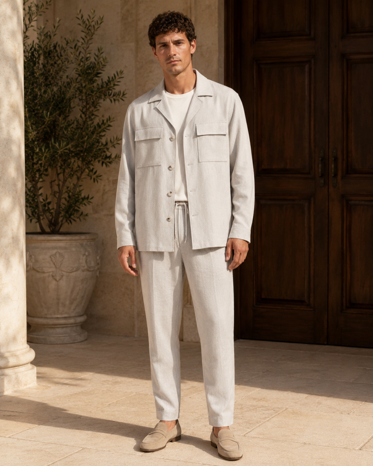 Wodelli Bej Gofre Safari Slim Fit Cep Detaylı İkili Takım Elbise