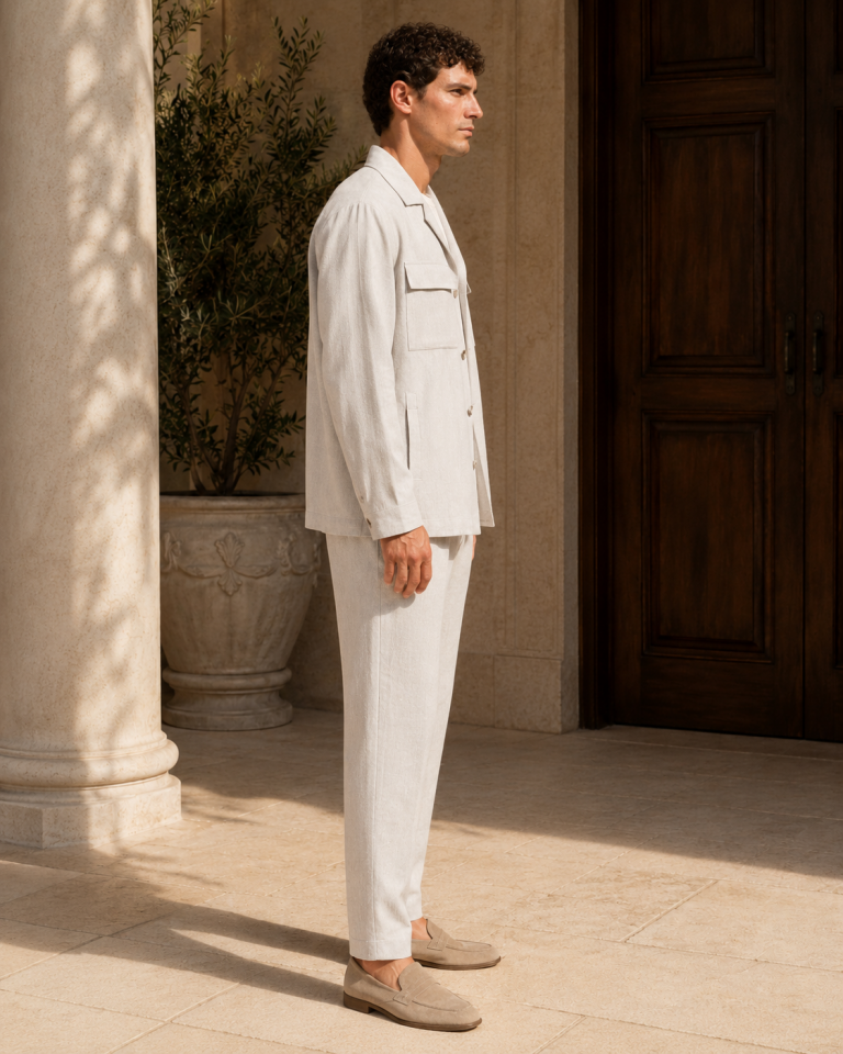 Wodelli Bej Gofre Safari Slim Fit Cep Detaylı İkili Takım Elbise