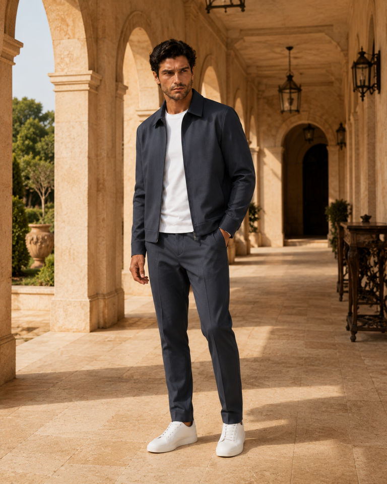 Wodelli Siyah Lastikli Fermuarlı Yandan Cepli Comfort Fit Spor Takım