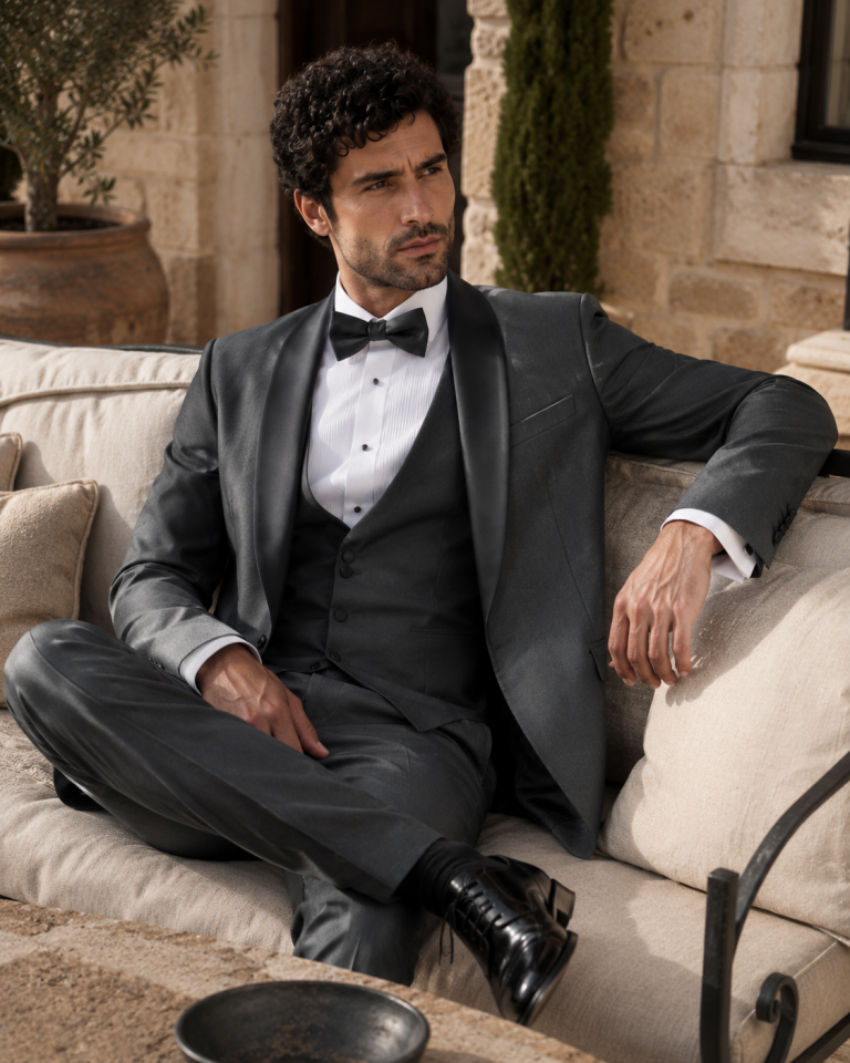 Wodelli Siyah Saten Şal Yaka Slim Fit Premium Full Set Smokin Damatlık