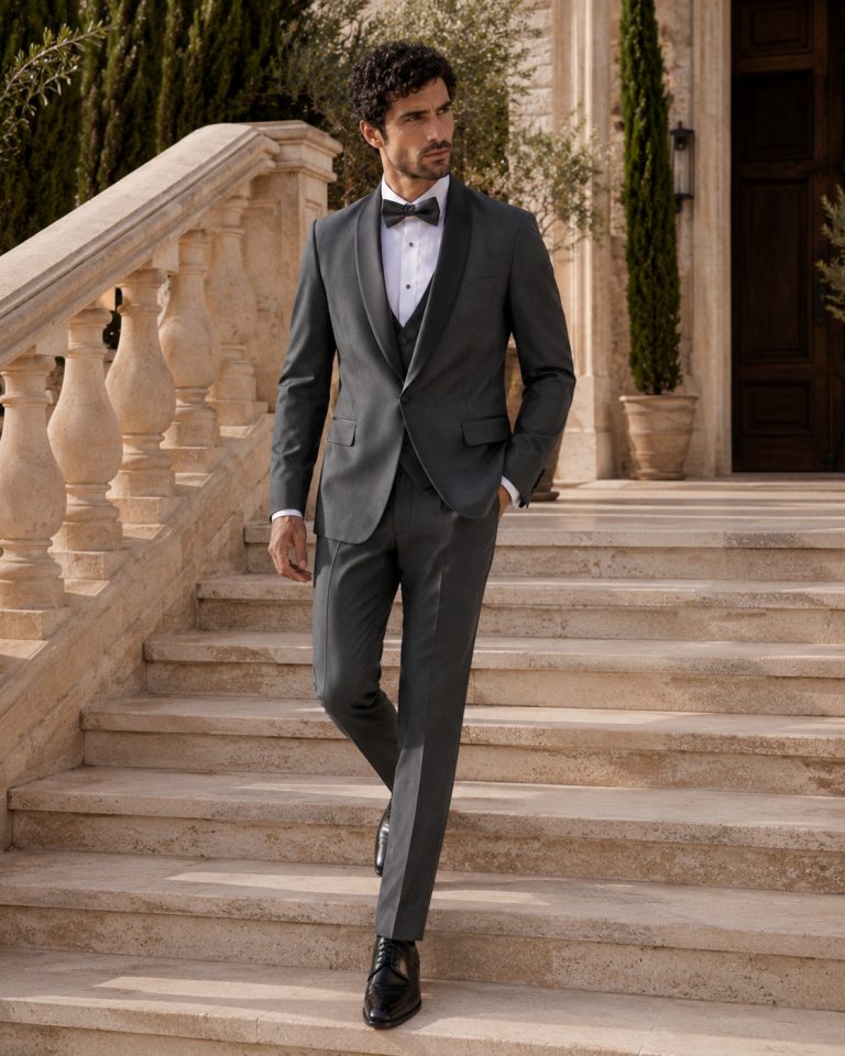 Wodelli Siyah Saten Şal Yaka Slim Fit Premium Full Set Smokin Damatlık