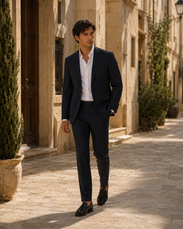 Wodelli %88 Yünlü Siyah Slim Fit Mono Yaka 2’li Premium Takım Elbise