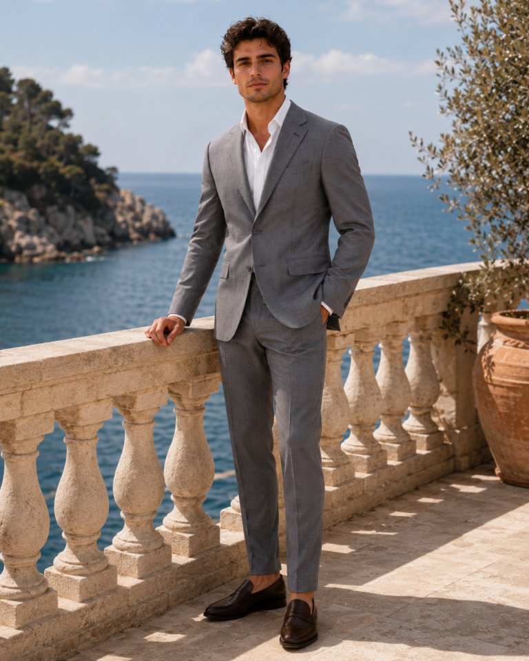 Wodelli Classics %88 Yünlü Slim Fit Gri Puntolu Mono Yaka Çift Yırtmaçlı Astarlı 2'li Takım Elbise