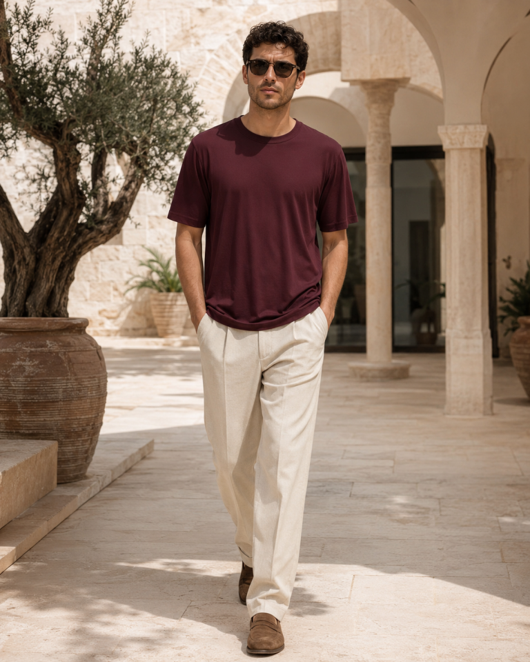 Bordo Oysho Kumaş Basic Tişört