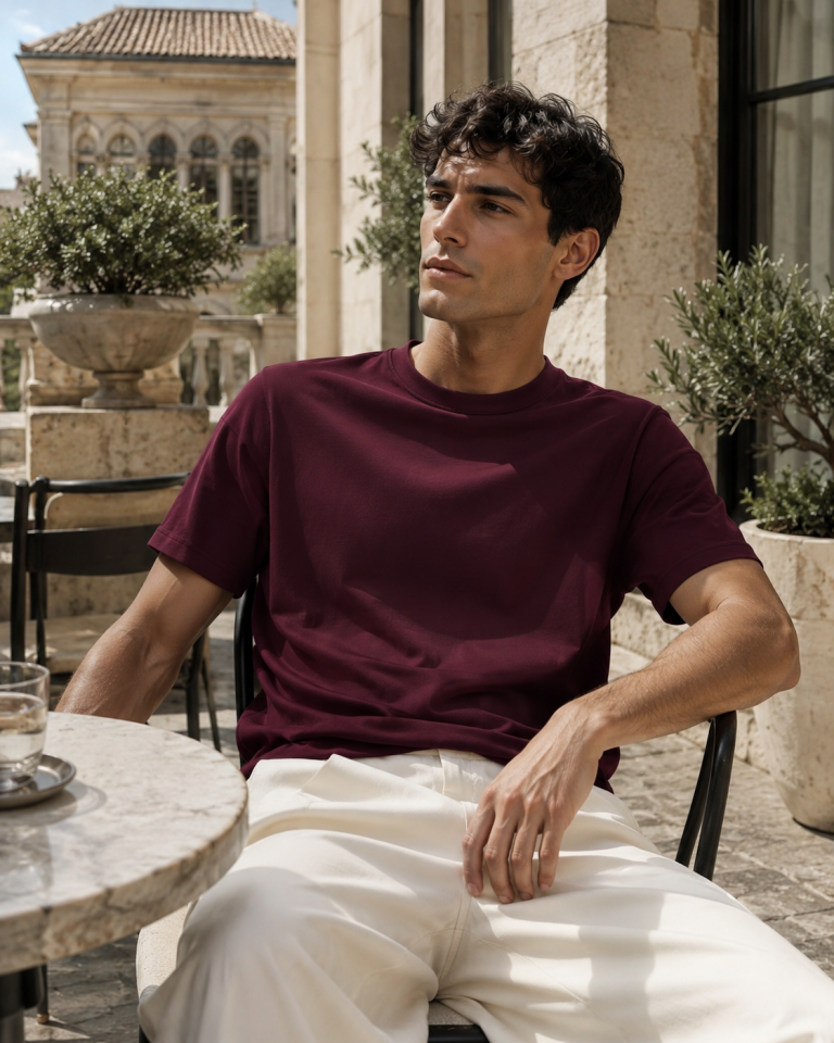Bordo Oysho Kumaş Basic Tişört