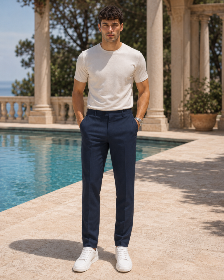 Wodelli Erkek Lacivert Slim Fit Kumaş Pantolon – Premium Kumaş