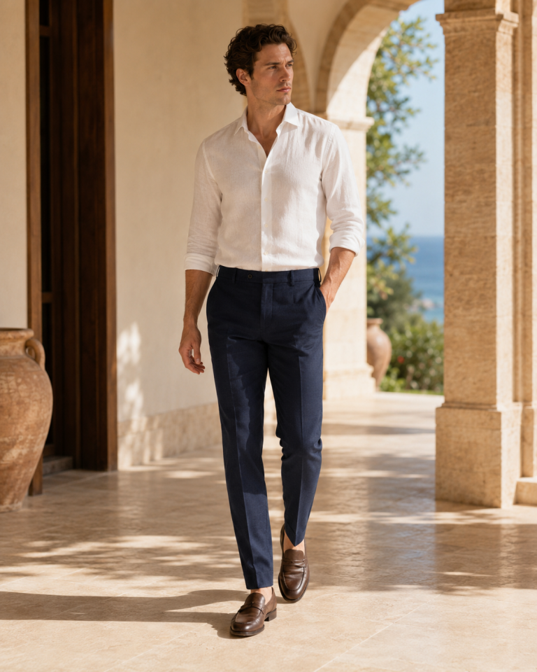 Wodelli Erkek Lacivert Slim Fit Kumaş Pantolon – Premium Kumaş