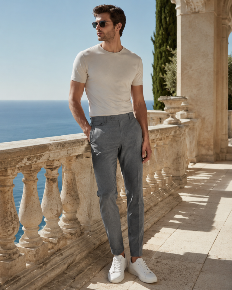 Wodelli Erkek Gri Slim Fit Kumaş Pantolon – Premium Kumaş