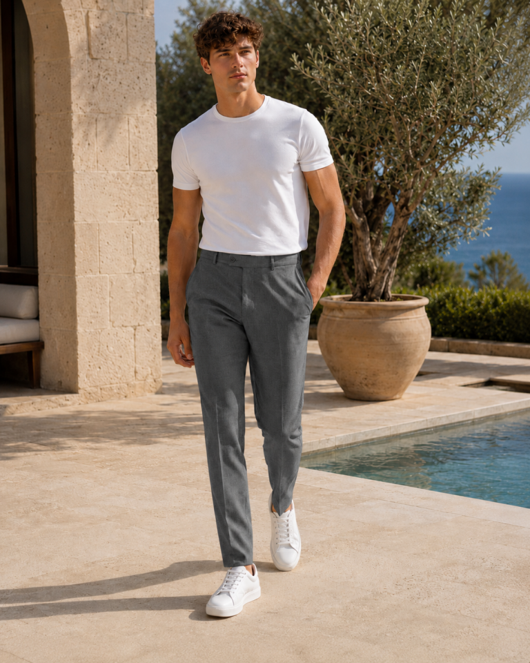 Wodelli Erkek Gri Slim Fit Kumaş Pantolon – Premium Kumaş