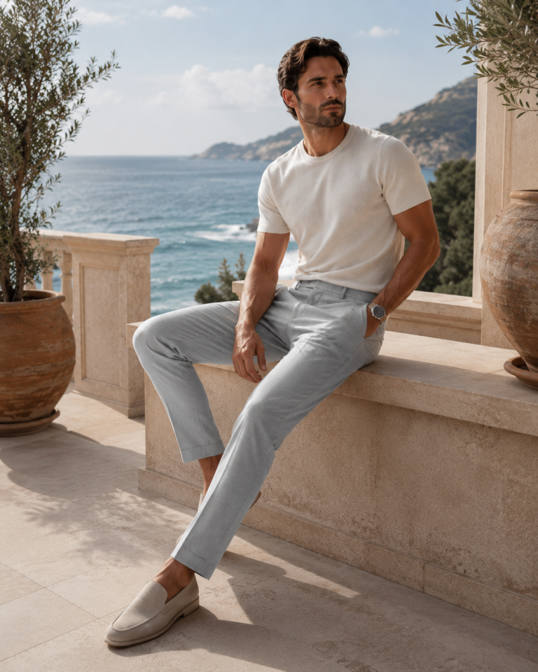 Wodelli Erkek Açık Gri Slim Fit Kumaş Pantolon – Premium Kumaş
