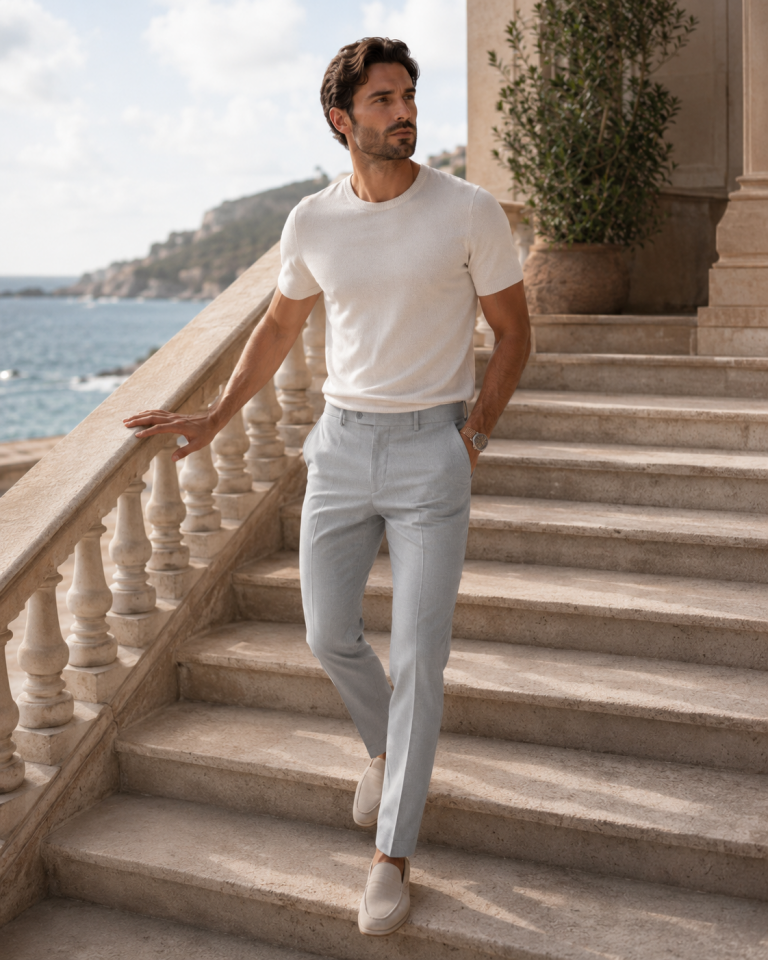Wodelli Erkek Açık Gri Slim Fit Kumaş Pantolon – Premium Kumaş