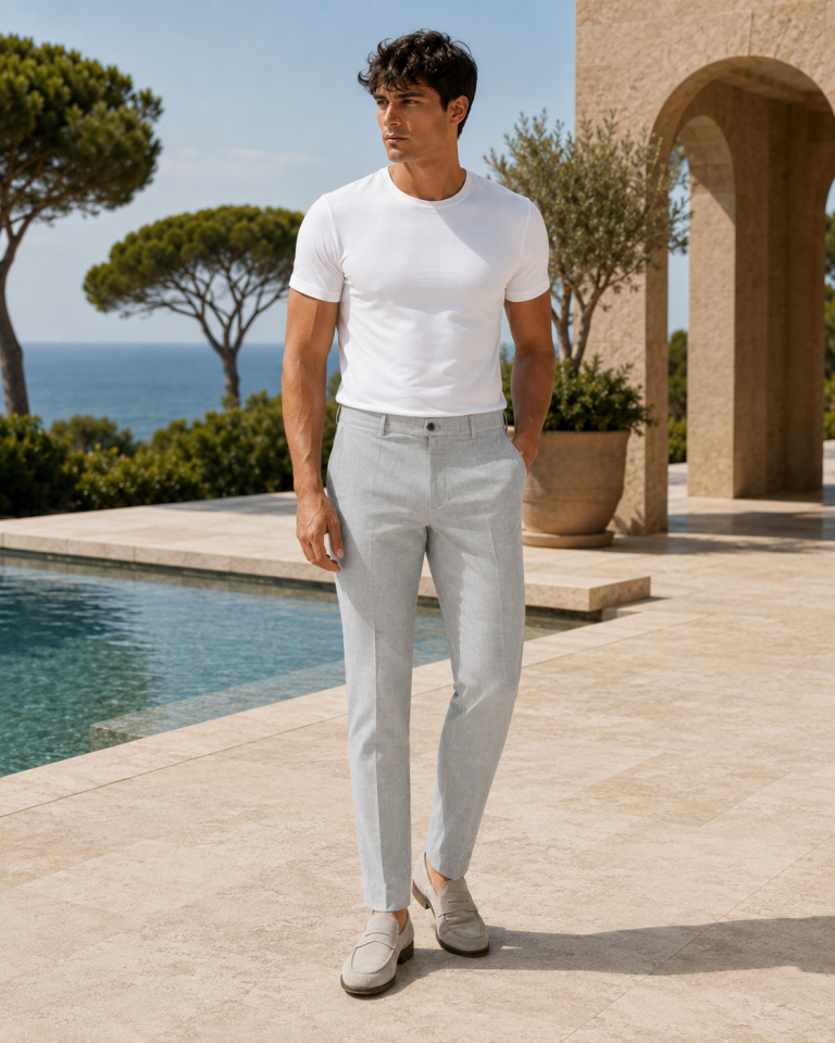 Wodelli Erkek Açık Gri Slim Fit Kumaş Pantolon – Premium Kumaş