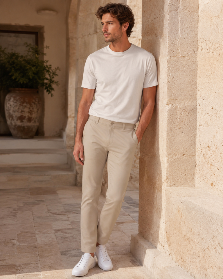 Wodelli Erkek Bej Slim Fit Kumaş Pantolon – Premium Kumaş